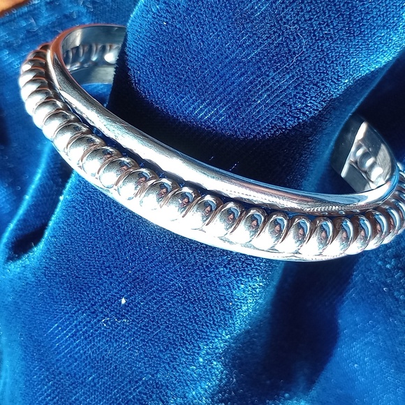 Sterling Silver Twisted Coil Cuff Bracelet Stamped Sterling - Picture 3 of 16